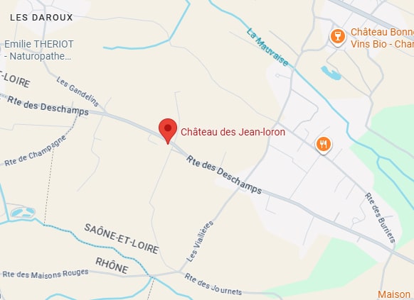 Château des Jean-loron : Carte et Localisation Géographique Carte du Château des Jean-loron sur la Route des Deschamps à la limite du Rhône et de la Saône-et-Loire.